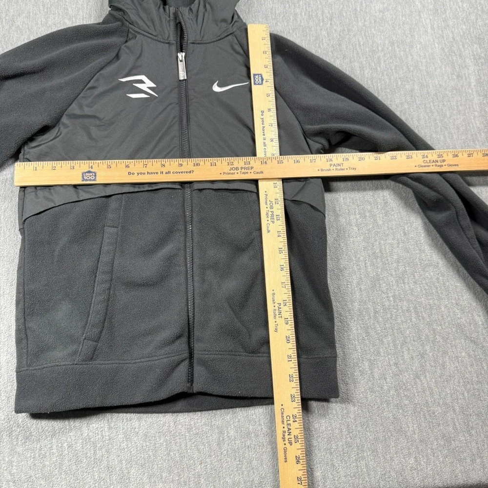 Nike 3 Brand Jacket Boys L Black Russell Wilson Therma Fit Fleece Hoodie Full Zi